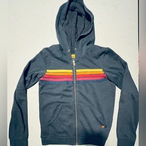 Aviator Nation Gray and Blue Retro 5 Stripe Hoodie